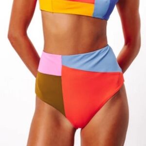 NWT Mara Hoffman Lydia Bikini Bottom Colorblock Small Swimsuit -